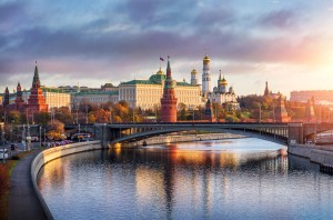 Morning over the Moscow Kremlin in the sun